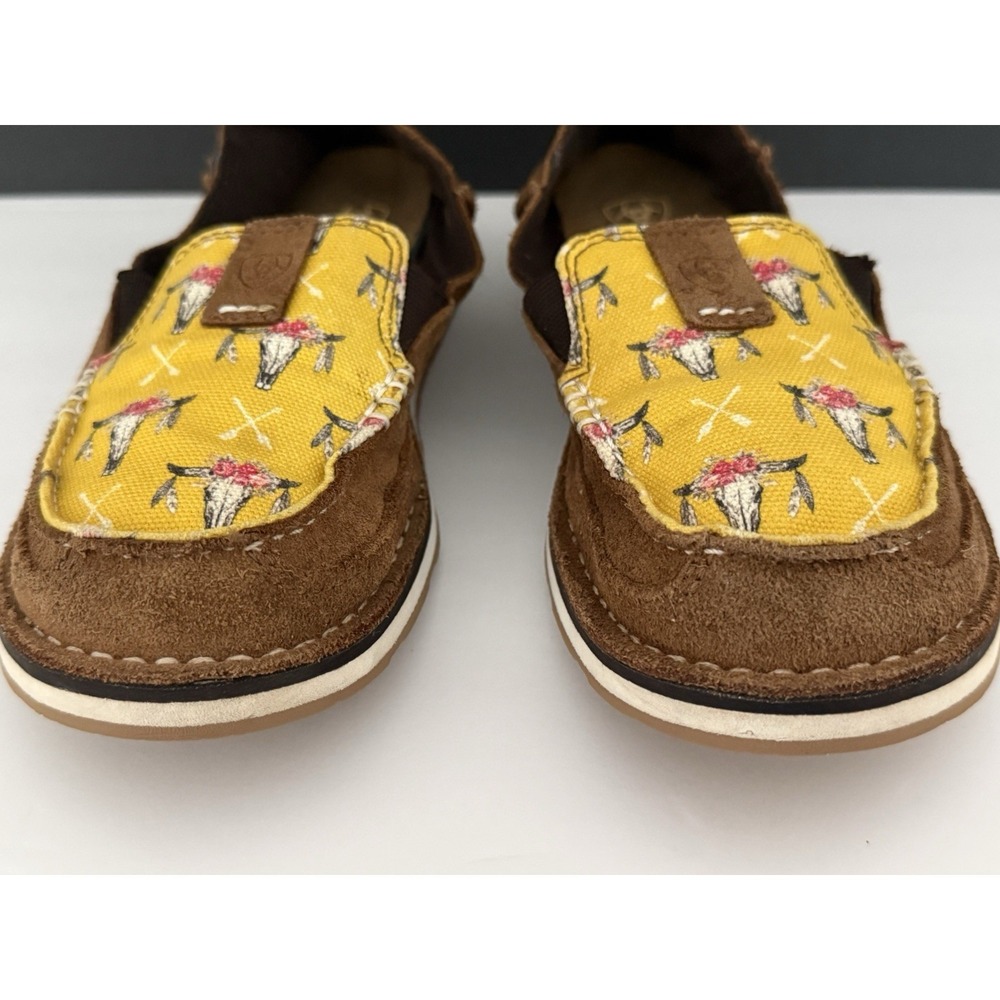 Ariat Cruiser Slip On Loafers Womens Sz 7B Yellow/Chestnut Suede Steerhead - Picture 5 of 11